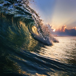 Big beautiful ocean surfing wave closing